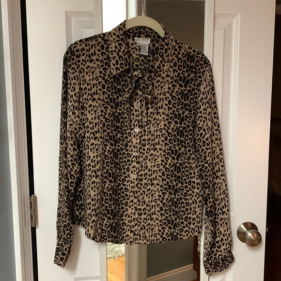 Leopard Print Silk Button‎ Down - Picture 1 of 3
